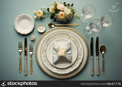 Table etiquette elements top view. Table etiquette elements top view.