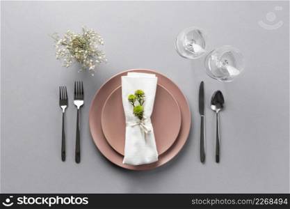 table etiquette elements with plant