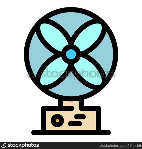 Table fan icon. Outline table fan vector icon color flat isolated. Table fan icon color outline vector