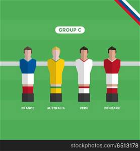 Table Football (Soccer) players, World Cup Russia 2018, group C . Editable vector design.
