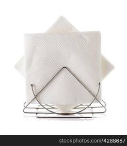table napkin holder with napkin, isolated on white