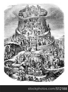 Table of Life, designed by Merian, vintage engraved illustration. Magasin Pittoresque 1844.