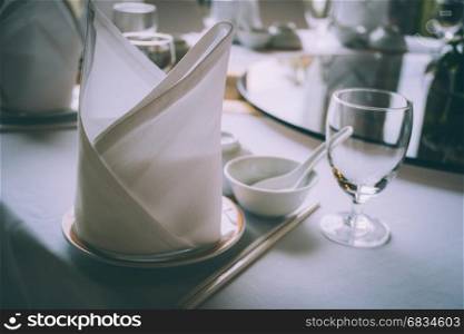 Table set of festive event restaurant or luxury ballroom