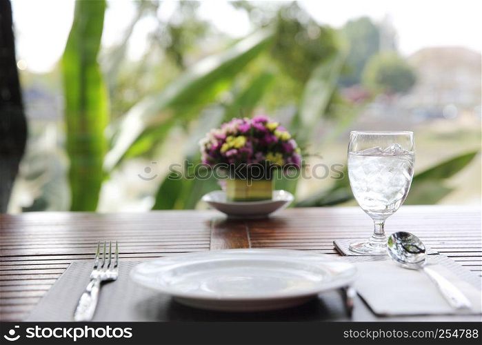 Table set with water