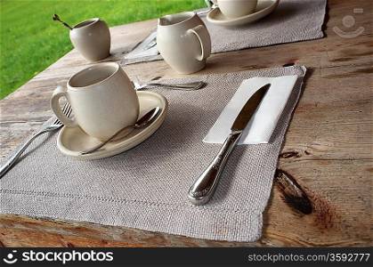 Table setting in cafe.