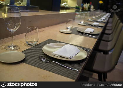 Table setting in restaurant