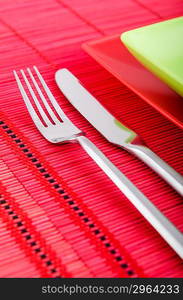 Table setting with knife and fork