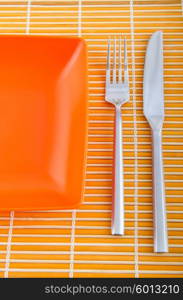 Table setting with knife and fork