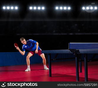 Table tennis player at sports hall