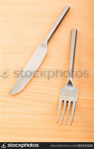 Table utensils on the wooden table