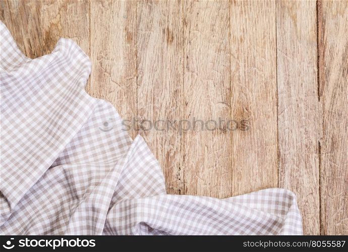 Tablecloth on a white wooden table, top view.backcground