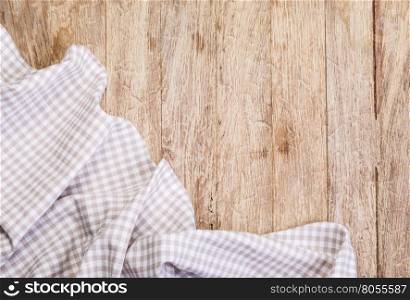 Tablecloth on a white wooden table, top view.backcground