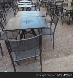 Tables and chairs. Tables and chairs of a dehors alfresco bar restaurant pub