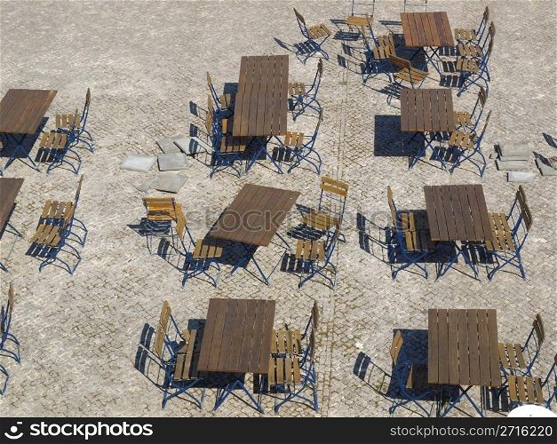 Tables. Tables and chairs of a dehors alfresco bar restaurant pub
