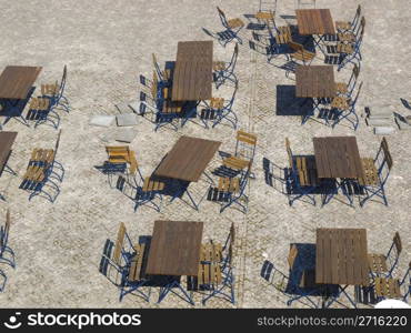 Tables. Tables and chairs of a dehors alfresco bar restaurant pub