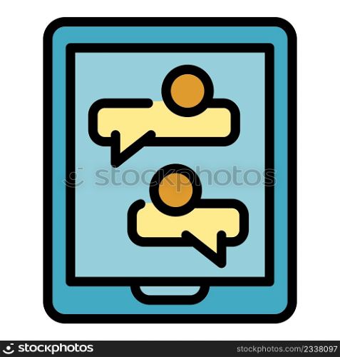 Tablet acquaintance icon. Outline tablet acquaintance vector icon color flat isolated. Tablet acquaintance icon color outline vector