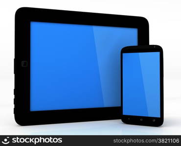 Tablet and smartphone on white background - 3D render