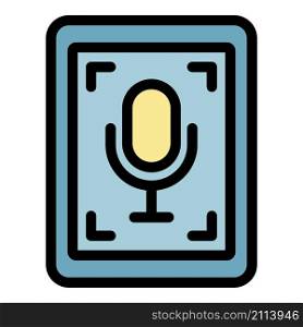 Tablet audio record icon. Outline tablet audio record vector icon color flat isolated. Tablet audio record icon color outline vector