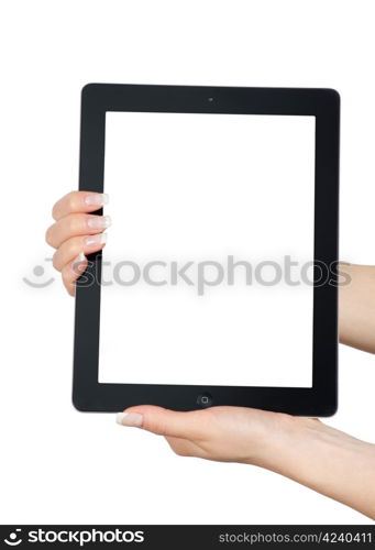 tablet computer in a hand