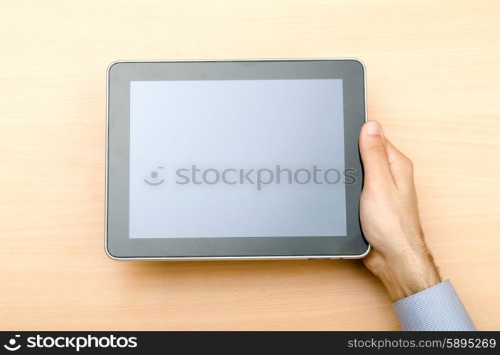 Tablet computer in technology concept