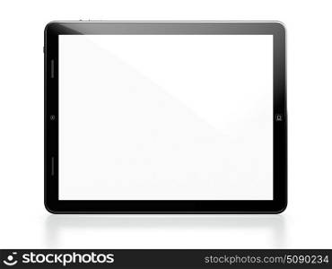 Tablet computer with white blank screen isolated on white background