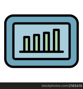 Tablet finance graph icon. Outline tablet finance graph vector icon color flat isolated. Tablet finance graph icon color outline vector