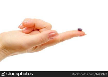 tablet on finger of the women