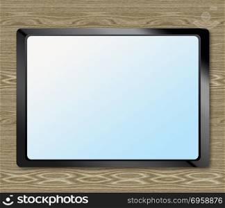 Tablet on the table wooden. Abstract tablet on the wooden background, texture.