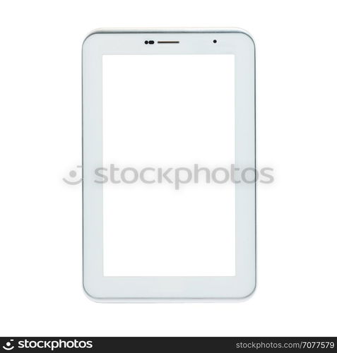 Tablet pc computer with white blank screen, copy space for sample text,