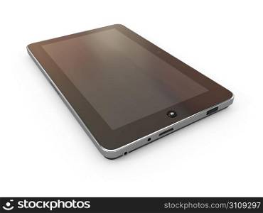 Tablet PC on white isolated background. 3d