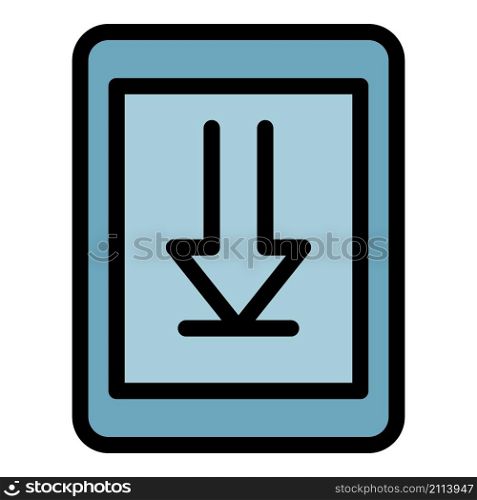 Tablet video download icon. Outline tablet video download vector icon color flat isolated. Tablet video download icon color outline vector