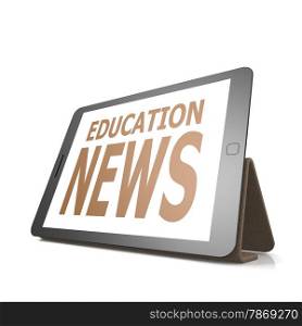 Tablet with education news word image with hi-res rendered artwork that could be used for any graphic design.. Tablet with education news word