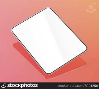 Tablet with empty screen on shiny colorful background