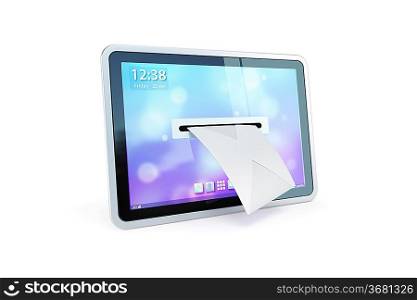 tablet with incoming letter via e-mail