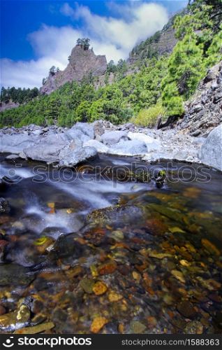 Taburiente River, Caldera de Taburiente National Park, Biosphere Reserve, La Palma, Canary Islands, Spain, Europe