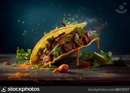 Taco food closeup. Mexican food. Generate Ai. Taco food closeup. Generate Ai