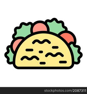 Taco food icon. Outline taco food vector icon color flat isolated. Taco food icon color outline vector