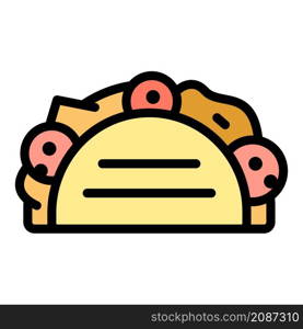 Taco icon. Outline taco vector icon color flat isolated. Taco icon color outline vector