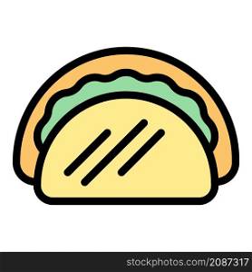 Taco meal icon. Outline taco meal vector icon color flat isolated. Taco meal icon color outline vector