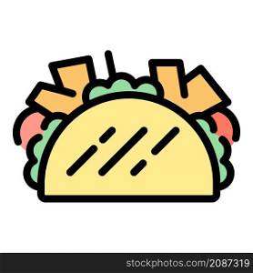 Taco sandwich icon. Outline taco sandwich vector icon color flat isolated. Taco sandwich icon color outline vector
