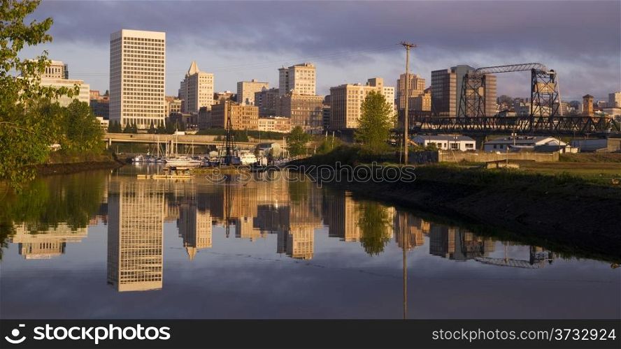 Tacoma Washington along the water at Sunrise