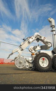 Tactical Bomb Squad Robot. Remote controlled robot used by the military and police for inspection of a possible bomb or dangerous situation