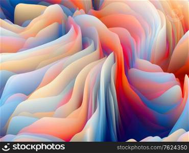 Tactile Math. Dimensional Wave series. Design composed of Swirling Color Texture. 3D Rendering of random turbulence on the subject of art, creativity and design