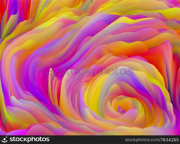 Tactile Math. Dimensional Wave series. Design composed of Swirling Color Texture. 3D Rendering of random turbulence on the subject of art, creativity and design