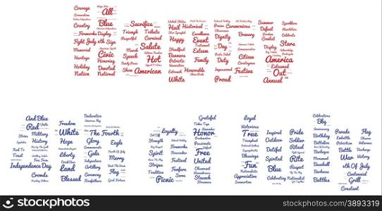 "Tag cloud of 4th of july in the shape of "4th of July""