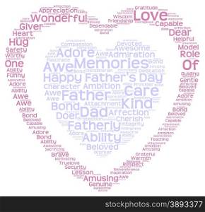 Tag cloud of father&rsquo;s day in double heart shape