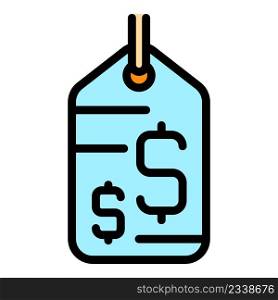 Tag price icon. Outline tag price vector icon color flat isolated. Tag price icon color outline vector