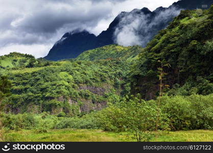 Tahiti, mountains. Tropical nature.