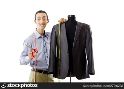 Tailor working isolated on white