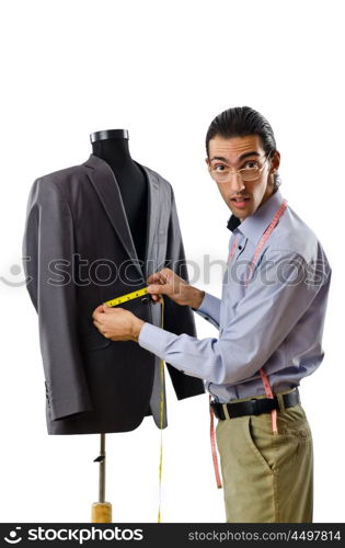 Tailor working isolated on white